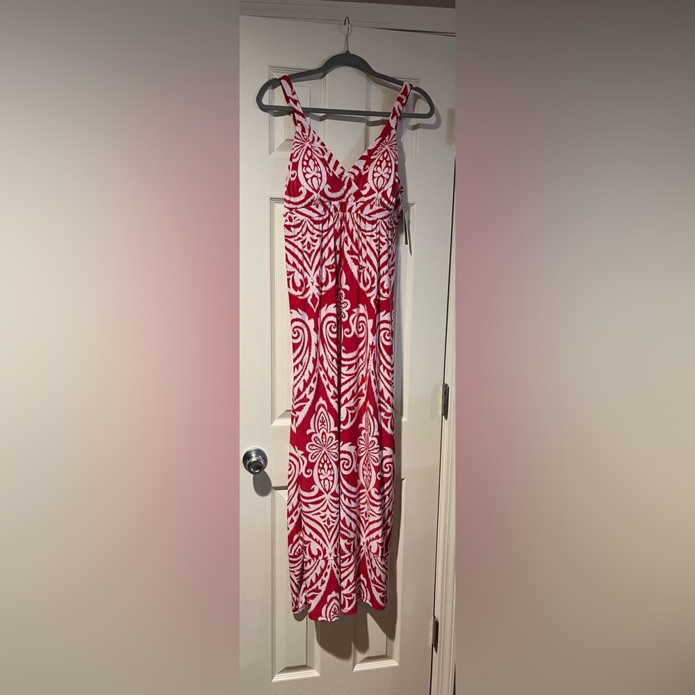 INC International Concepts Red and White Swirl Dress
